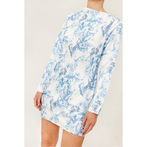 NWT FIFTH LABEL Renaissance Print Blue White Tunic Long Sleeve Dress S / US 4